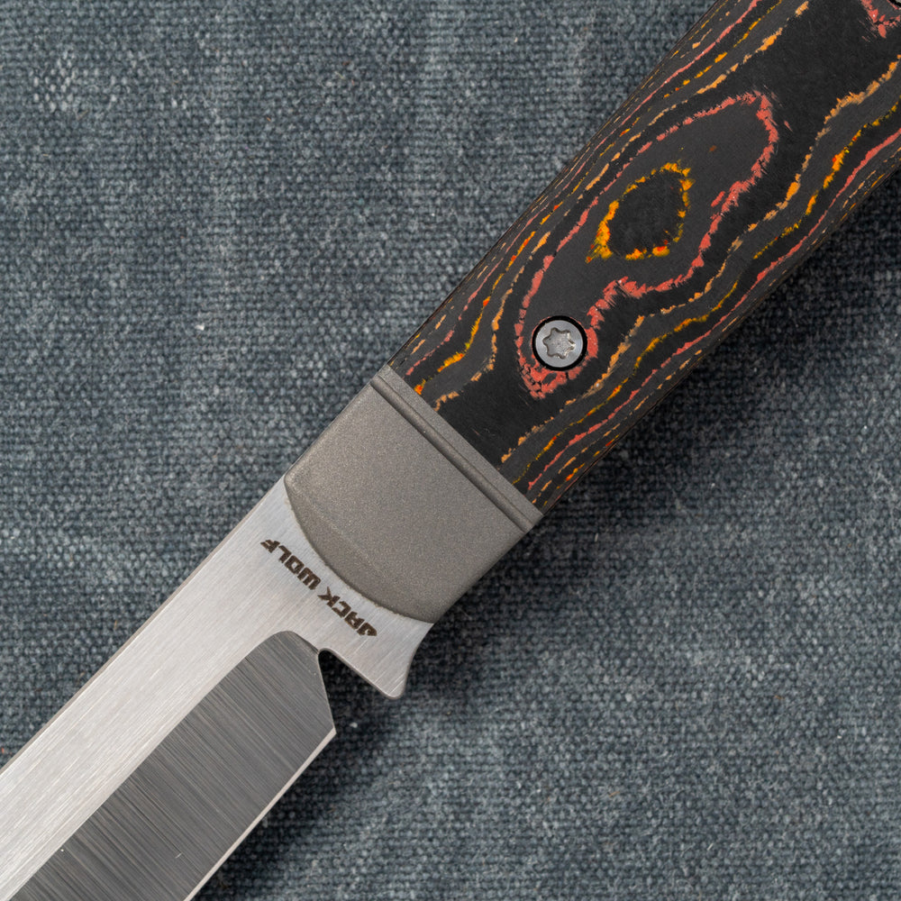 JACK WOLF KNIVES BACKWOODS FIXEDC - CAMOCARBON SUNSET ORANGE
