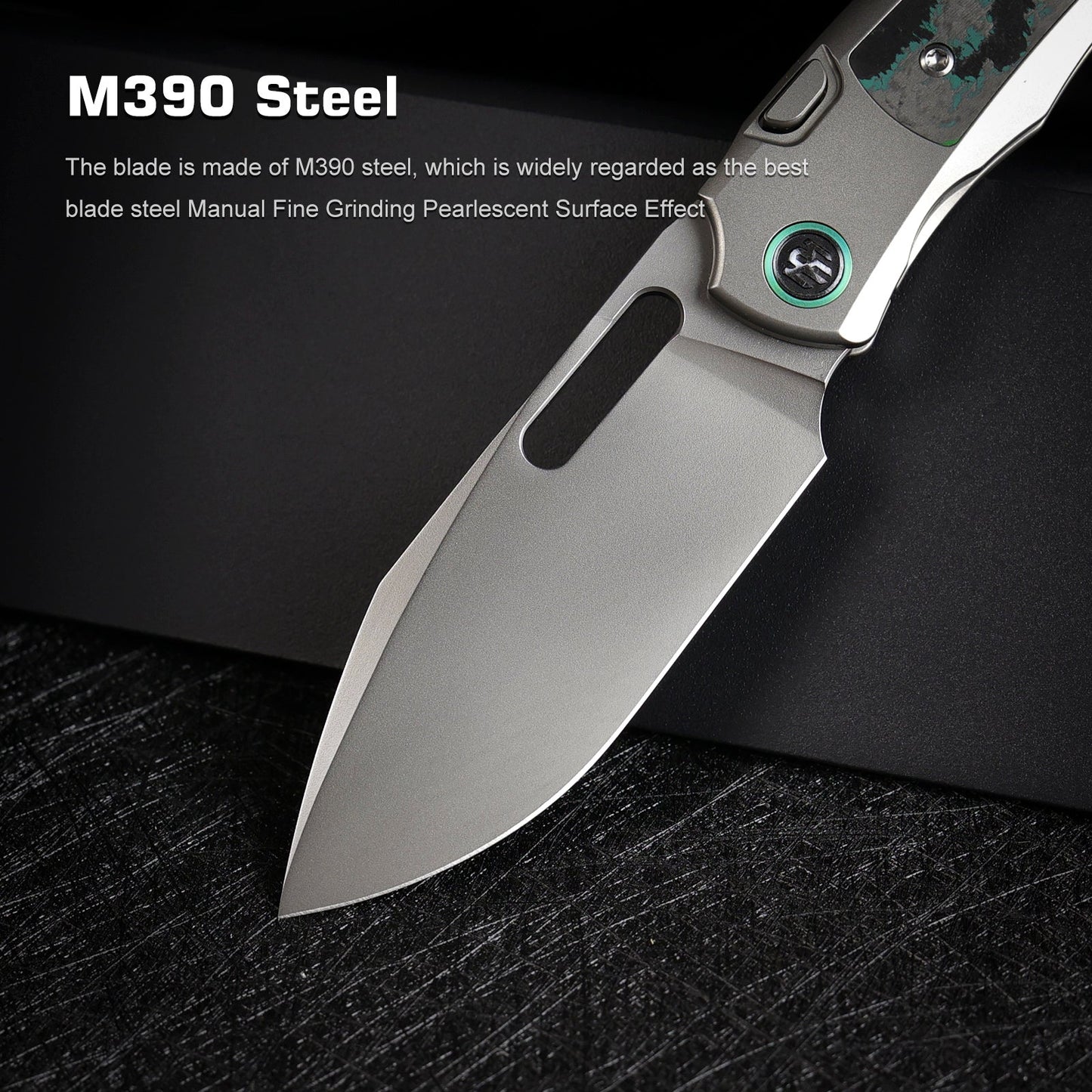 REMETTE RT-Orca Knife Button+Frame Lock M390 Blade Titanium Handle Outdoor Camping Knives ORCAKD