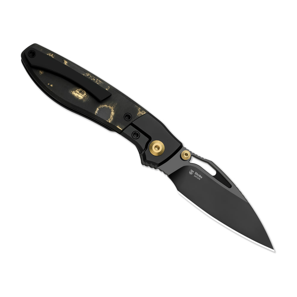 KIZER CUTLERY Shrike | S45VN | Titanium & Fat Carbon Camo Gold | Matte DLC Ultra | Front Flipper | Ki3746A2