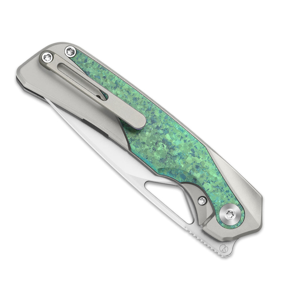 KIZER CUTLERY Topsail | M390 | Titanium & Crystallized Titanium | Front Flipper | Ki3735A4