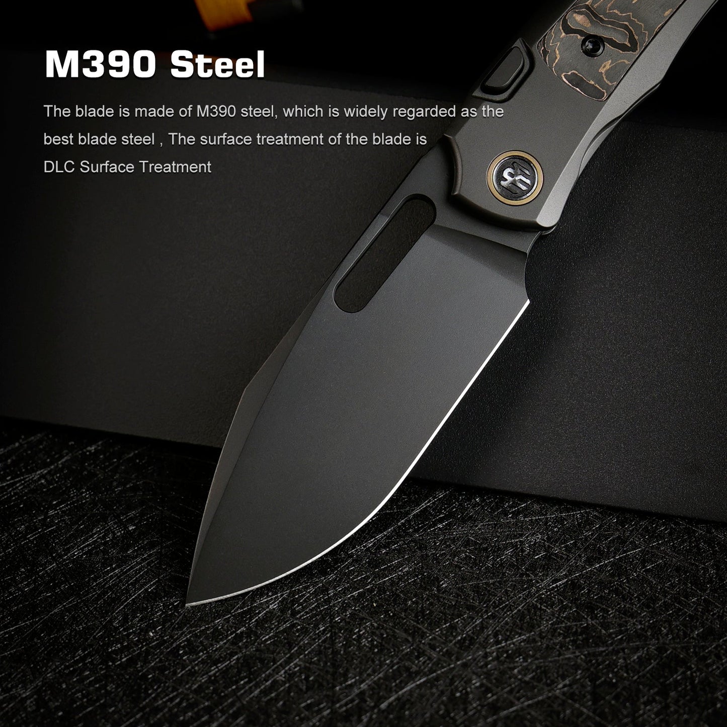 REMETTE RT-Orca Knife Button+Frame Lock M390 Blade Titanium Handle Outdoor Camping Knives ORCATB