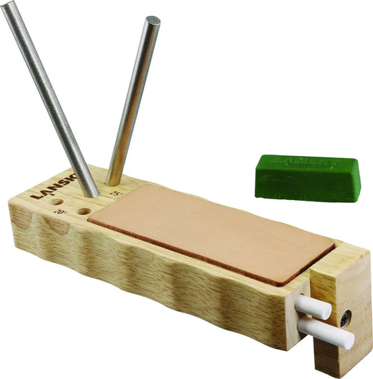LANSKY 4-Rod Diamond/Ceramic TurnBox Crock Stick® Knife Sharpener with Leather Strop