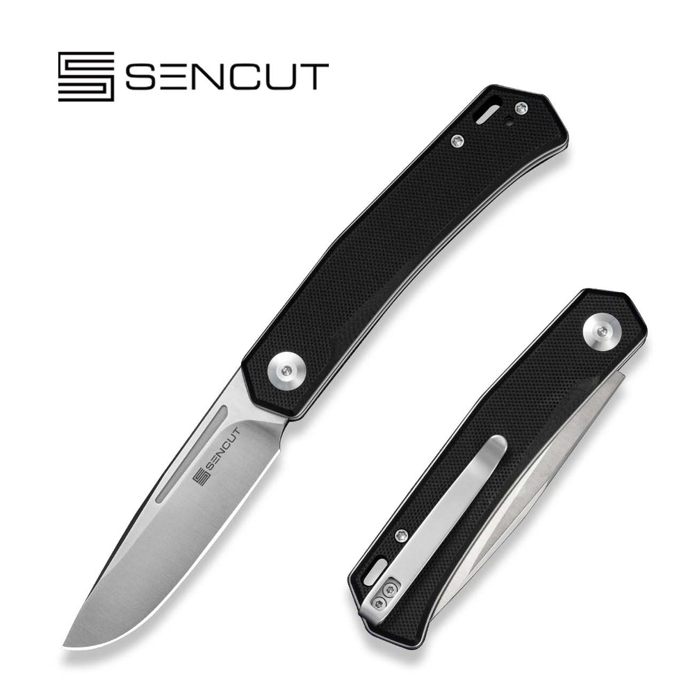 SENCUT Braxx Slip Joint Knife Black G10 Handle (3.12" Satin Finished D2 Blade) S25089-1