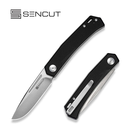SENCUT Braxx Slip Joint Knife Black G10 Handle (3.12" Satin Finished D2 Blade) S25089-1