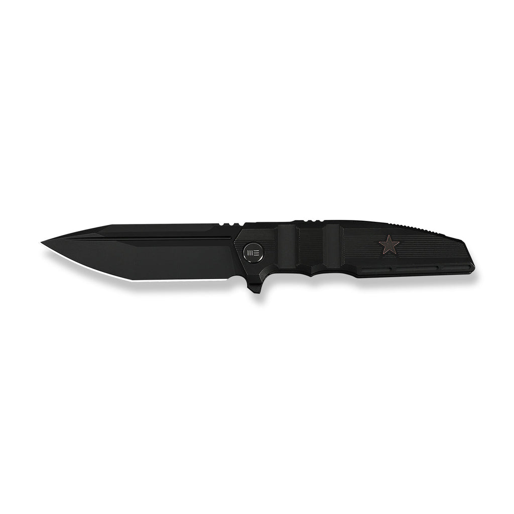WEKNIFE Breach Flipper Knife Black Titanium Handle (3.85" Black Stonewashed Bevels, Black Brushed Flats Bohler M390 Blade) WE25077-2