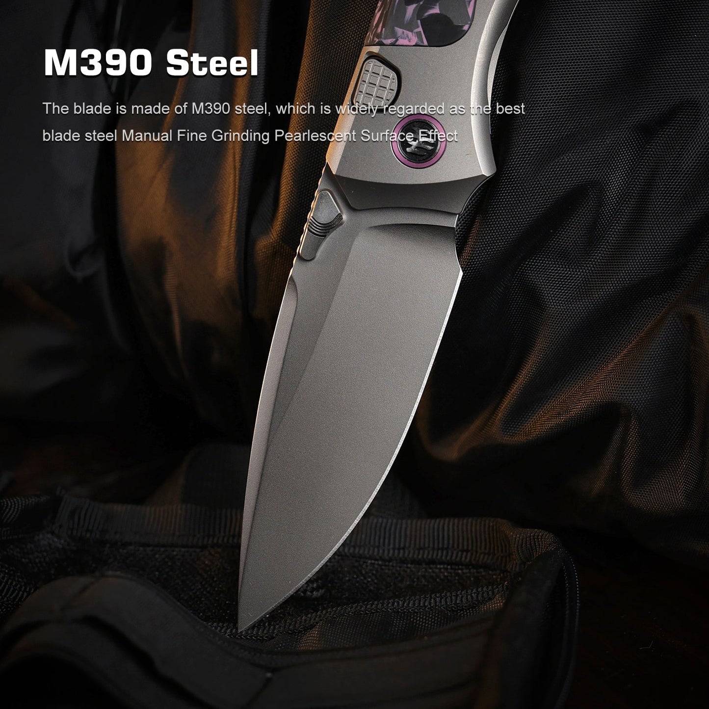 REMETTE RT-Steed Innovative Button Frame Lock M390 Blade Titanium Carbon Fiber Handle Folding Pocket Knife RTWS-TP