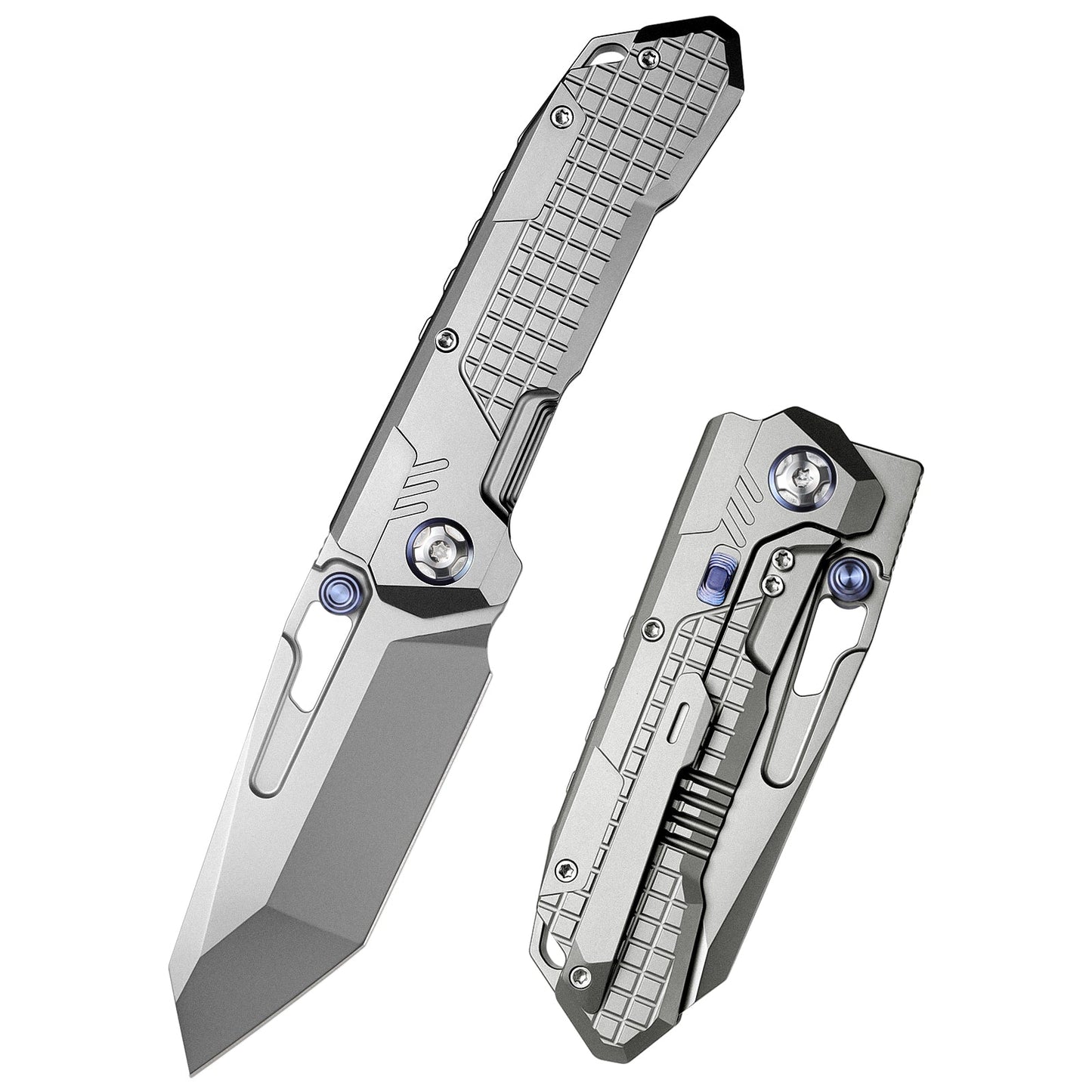 REMETTE RT-Cool Leopard Knife Innovative Button Frame Lock M390 Blade Titanium Handle Outdoor Camping Knives RTKS-T