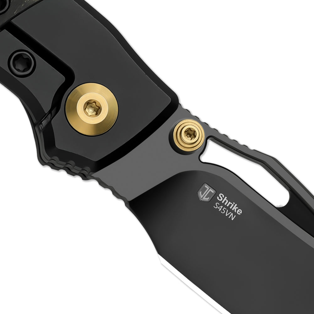 KIZER CUTLERY Shrike | S45VN | Titanium & Fat Carbon Camo Gold | Matte DLC Ultra | Front Flipper | Ki3746A2