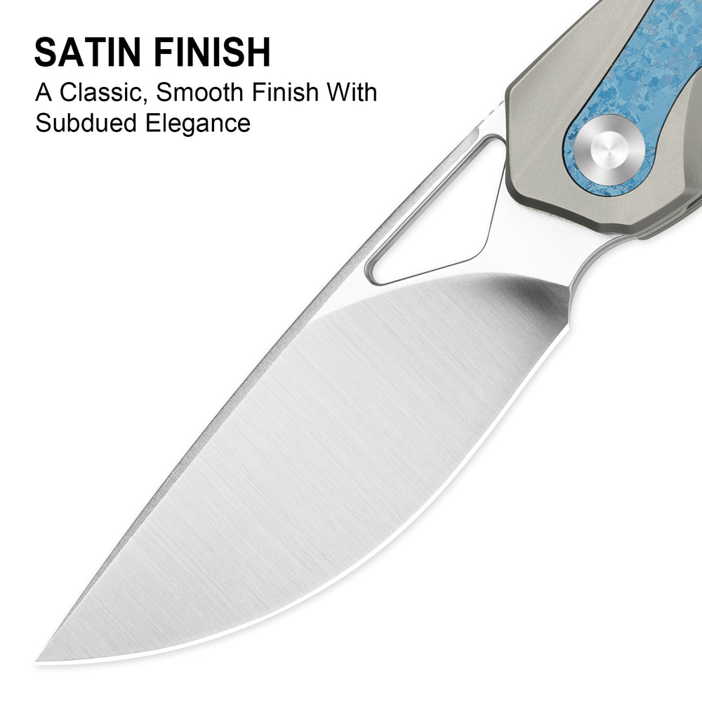 KIZER CUTLERY Topsail | S45VN | Titanium & Crystallized Titanium | Front Flipper | Ki3735A1