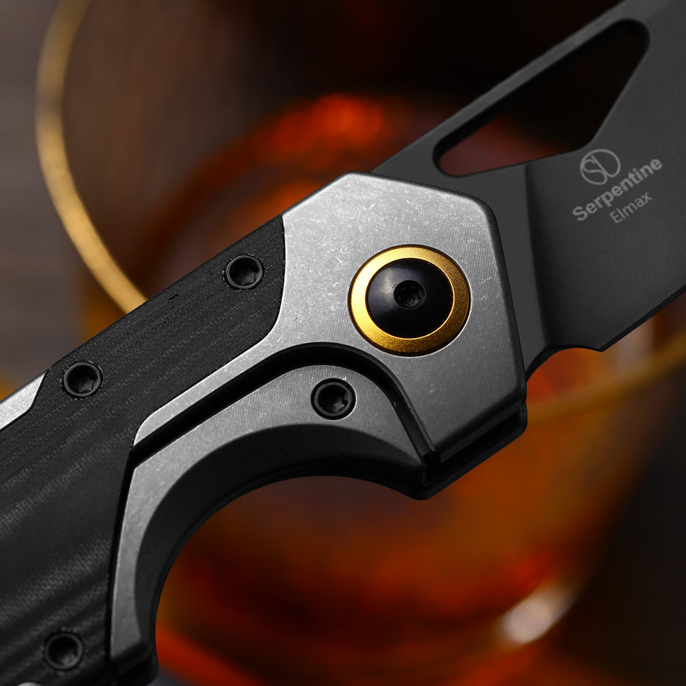 KIZER CUTLERY Serpentine | Elmax | Titanium & Micarta | Matte DLC Ultra