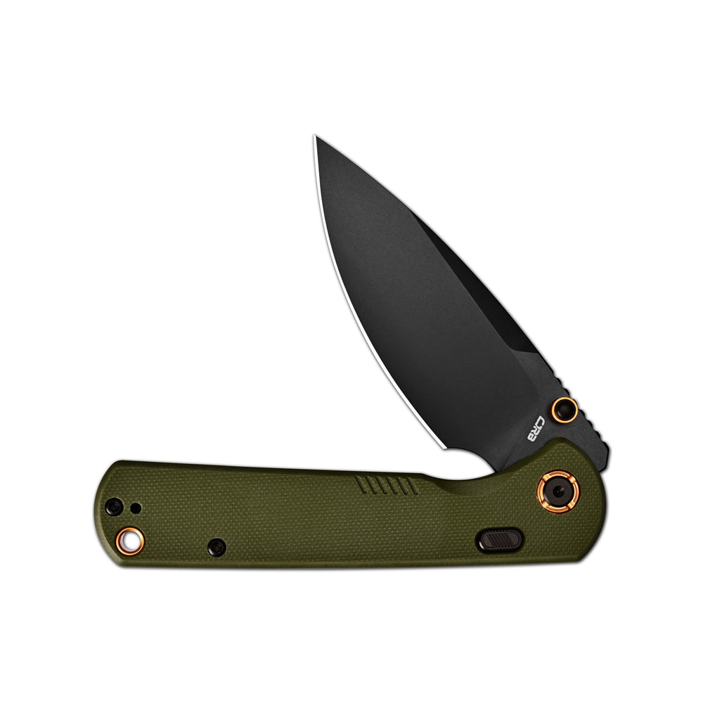 CJRB Latitude Thumb Stud & Top Liner Lock EDC Knife Green G10 Handle(3.47'' AR-RPM9 Steel Black PVD Coating Blade) J1975-BGN