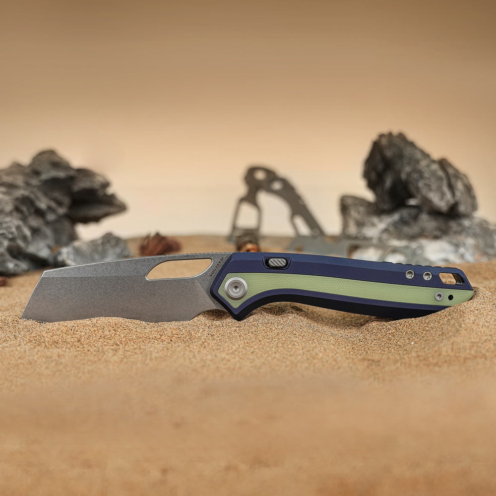 VOSTEED Kroc 329 -Top Liner Lock (3.29" S35VN Blade & Aluminum & Grow-in-the-Dark G10 Handle) - A1814