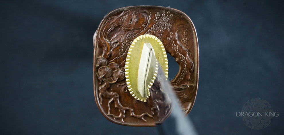 Dragon King Pine Crane Katana - Brown Ito