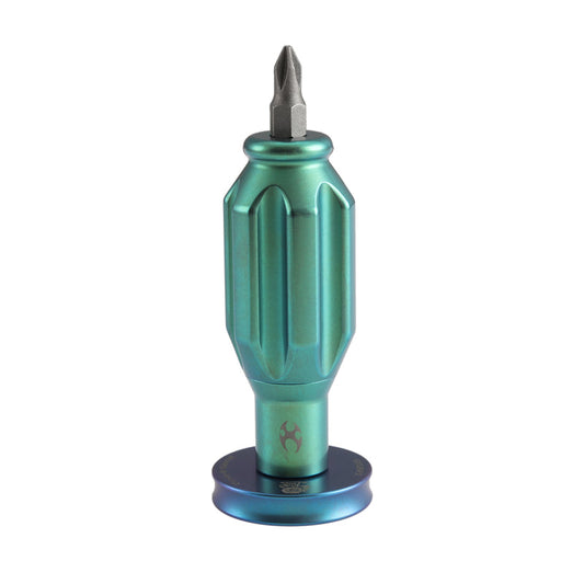 Kansept EDC Bit Driver Drive-R-Saurus G018P2 – Green Anodized Titanium Palm Multitool with Spinner Top | Jesse Pauley Design