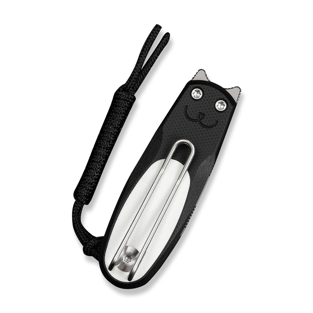 CIVIVI Purr Flipper & Slip Joint Knife Black & White G10 Handle (1.83" Stonewashed Nitro-V Blade) C25054-2, With 1PC Black Lanyard