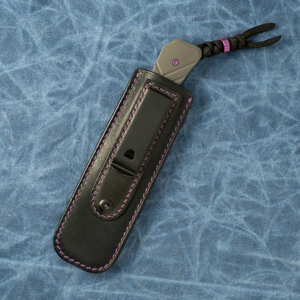 JACK WOLF KNIVES PIONEER FIXEDC - TITANIUM CROSS HATCH 2 HAND SATIN