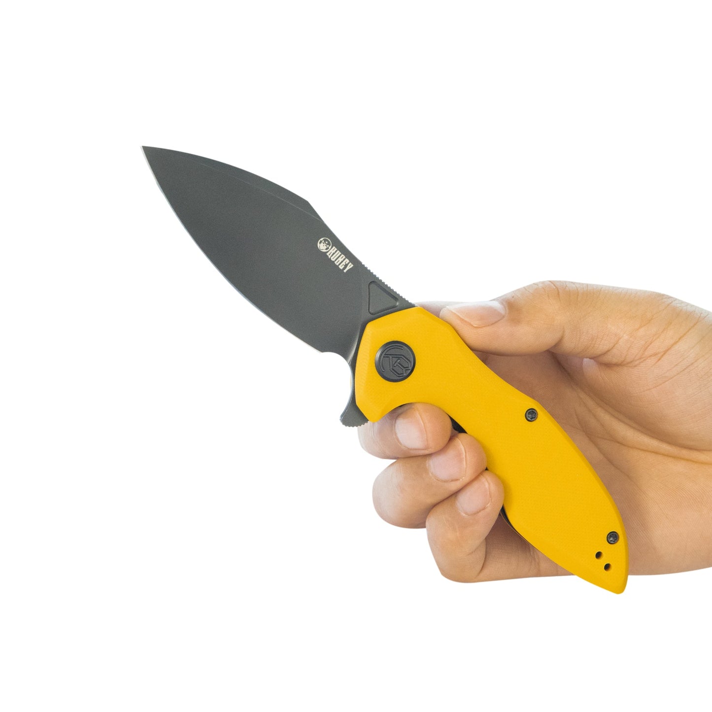 Kubey Noble Flipper Folding Knife Yellow G10 Handle 3.15" Blackwash 14C28N KU236N