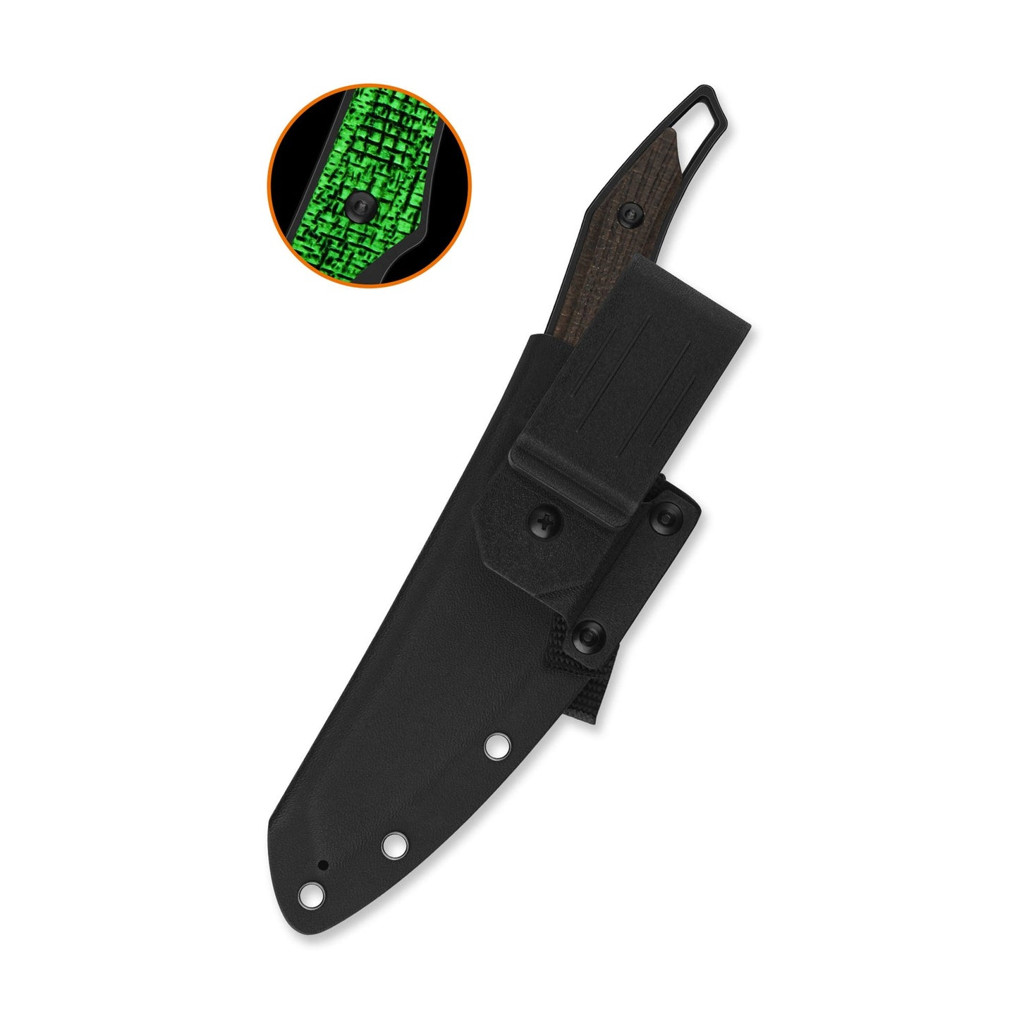 QSP T-Cook Fixed Blade Knife Nitro V Blade Glow-in-the-Dark Micarta Handle