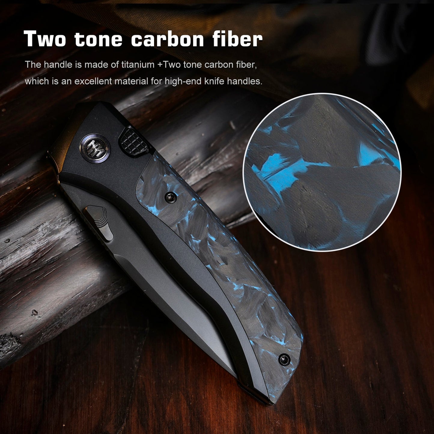 REMETTE RT-Steed Innovative Button Frame Lock Structure Design M390 DLC Blade Titanium Carbon Fiber Handle Knife RTWS-BL