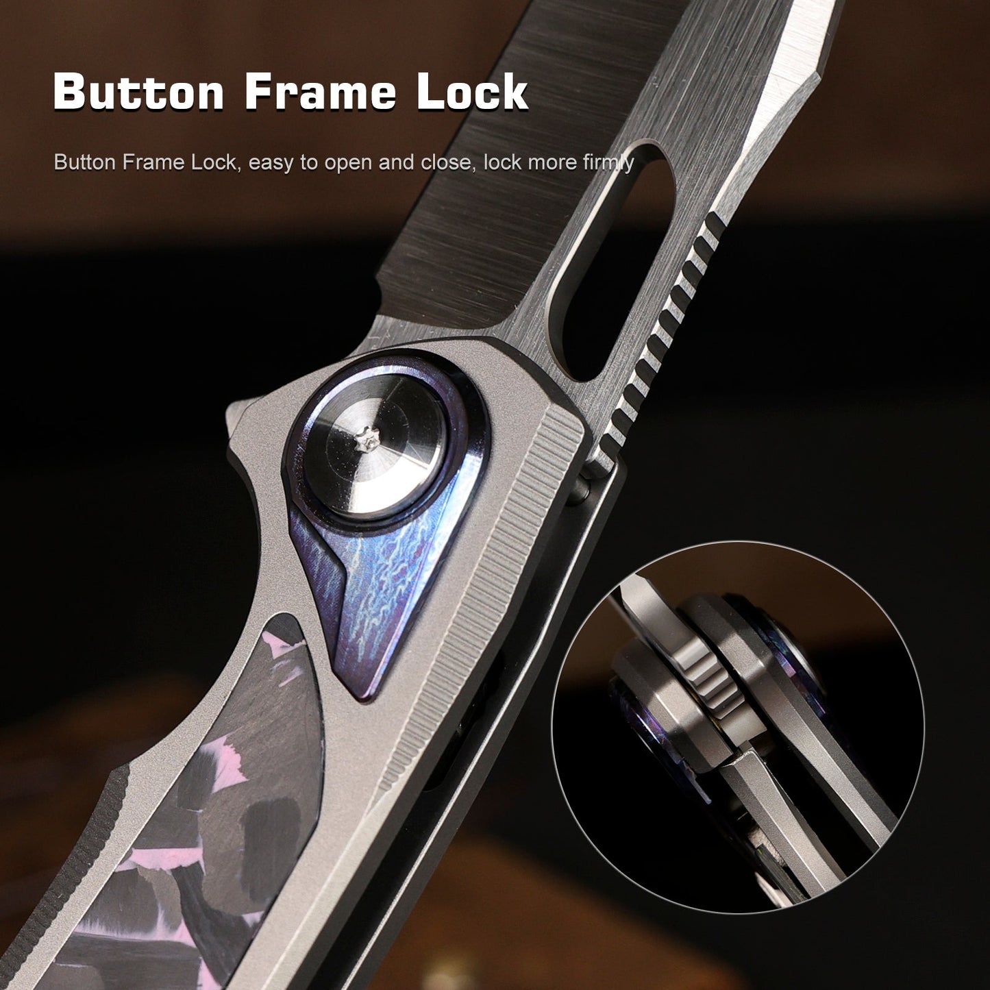 REMETTE RT-Saker Falcon Folding Pocket Knife Innovative Button Lock Structure Design S45VN Blade Titanium Handle Knives ASTP-3 with Safety Lock