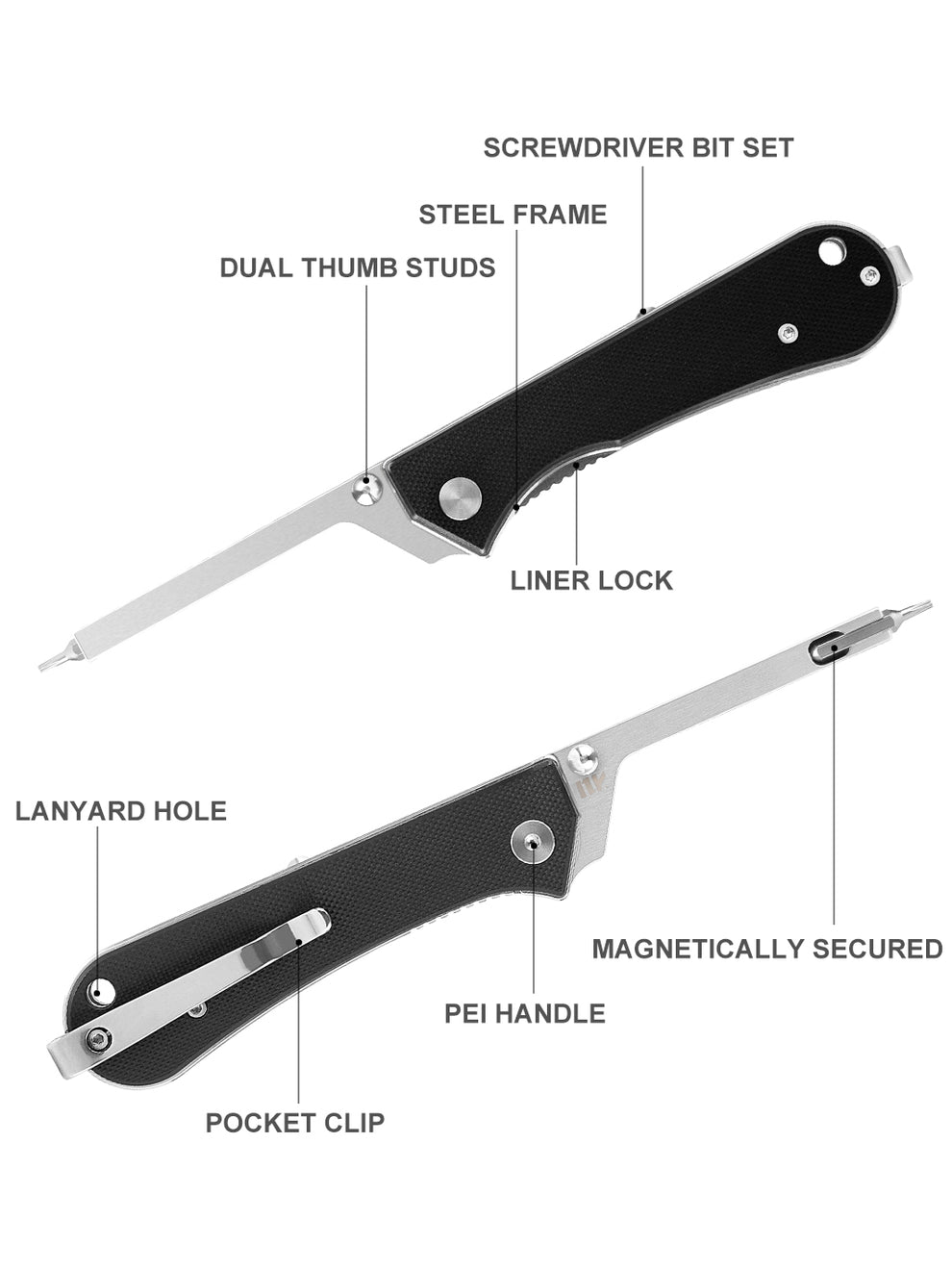 NUKNIVES KUMPANTER T33 FOLDING SCREWDRIVER BLACK T33-3001