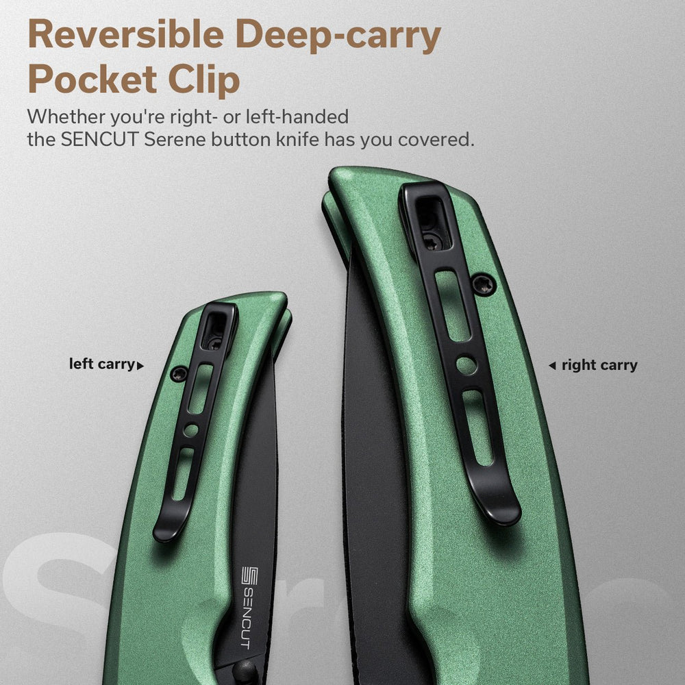SENCUT Serene Flipper & Button Lock & Thumb Stud Knife Aluminum Handle (3.48" D2 Blade) S21022B-5