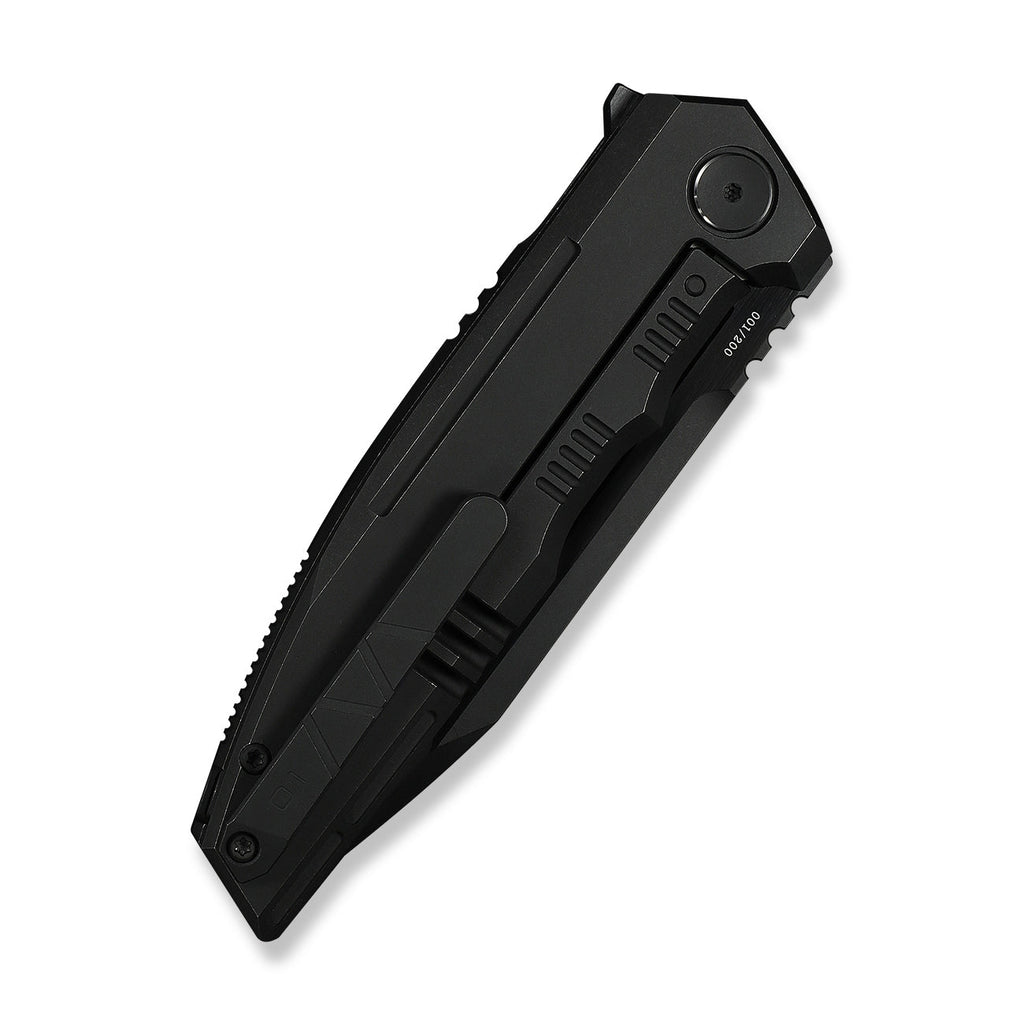 WEKNIFE Breach Flipper Knife Black Titanium Handle (3.85" Black Stonewashed Bevels, Black Brushed Flats Bohler M390 Blade) WE25077-2