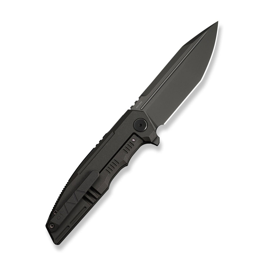 WEKNIFE Breach Flipper Knife Charcoal Gray Titanium Handle (3.85" Dark Gray Stonewashed Bohler M390 Blade) WE25077-1