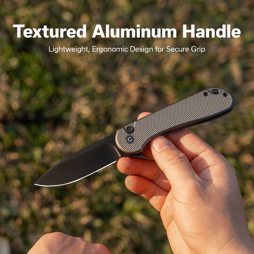 CIVIVI Button Lock Elementum II Flipper Knife Aluminum Handle (2.96" Nitro-V Blade) C18062PD-1