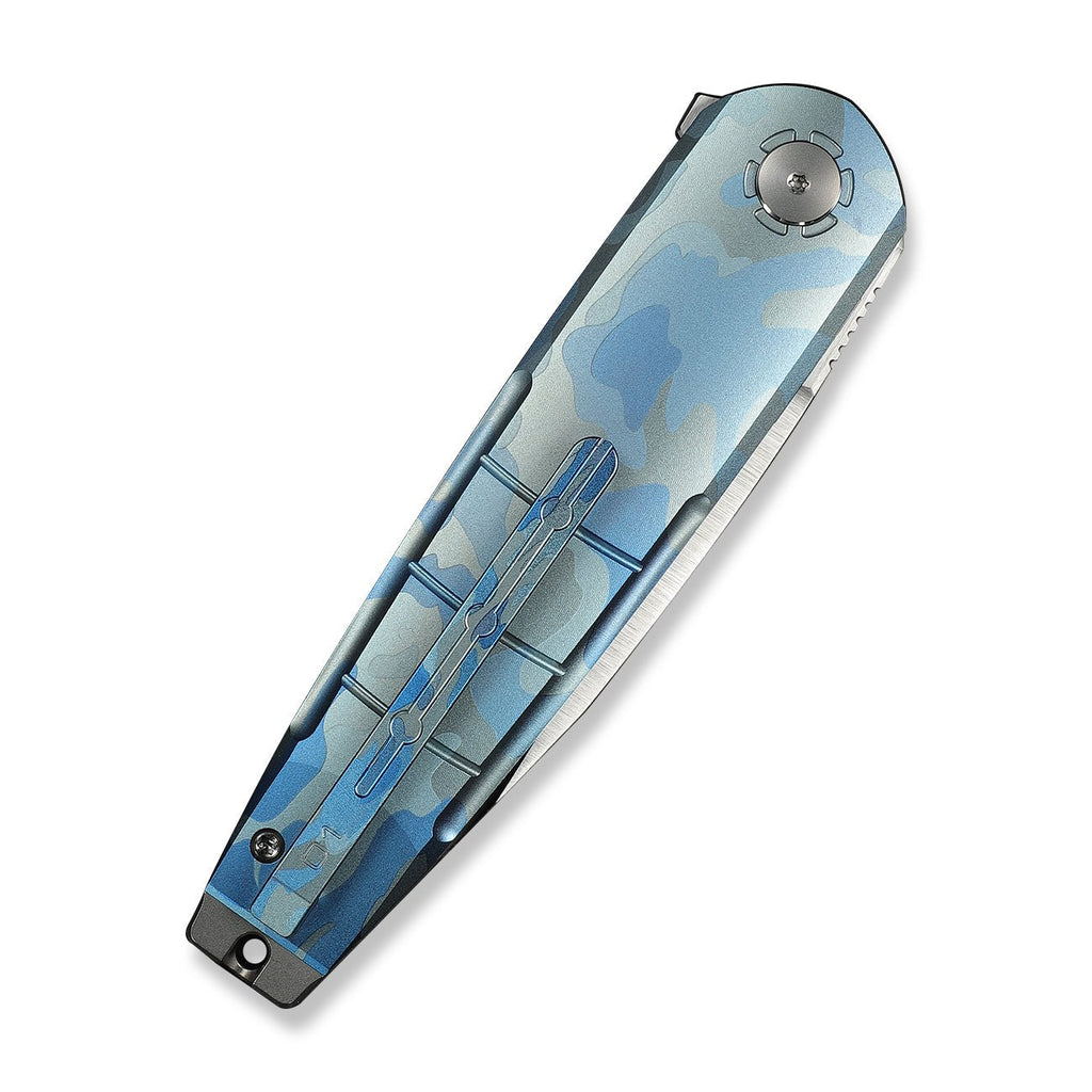 WEKNIFE Hull Flipper Knife Blue Terrain Titanium Handle & Gray Endcap (3.89" Hand Polished Satin Bohler M390 Blade) WE24046-3