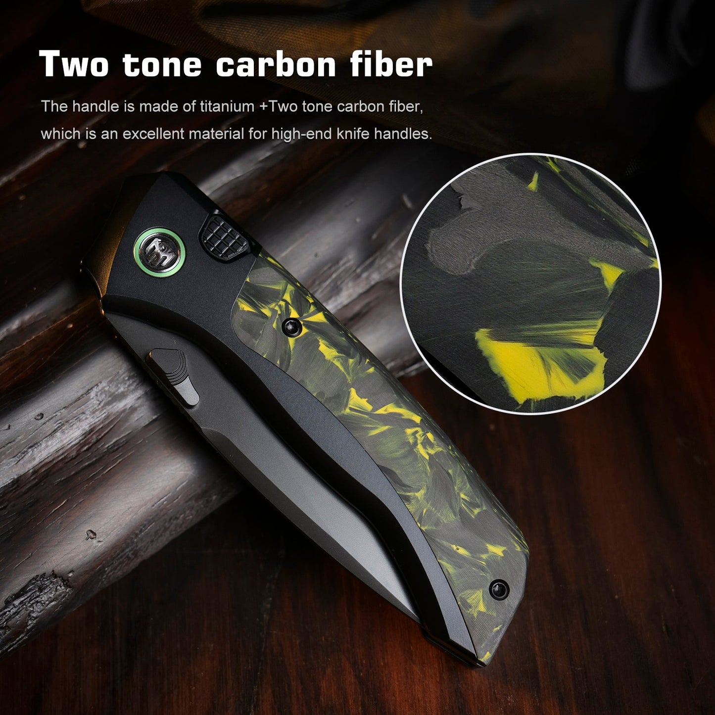 REMETTE RT-Steed Innovative Button Frame Lock M390 Blade Titanium Carbon Fiber Handle Folding Pocket Knife RTWS-BH