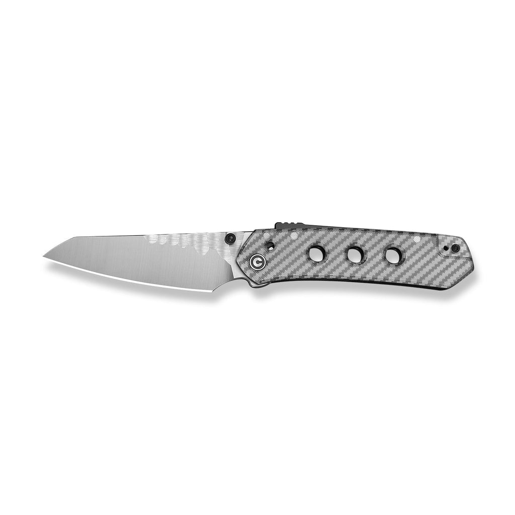 CIVIVI Vision FG Thumb Stud & Superlock Knife Polished Clear Lexan Handle (3.54" Satin Finished Nitro-V Blade With Rock-Grind Pattern) C22036-8