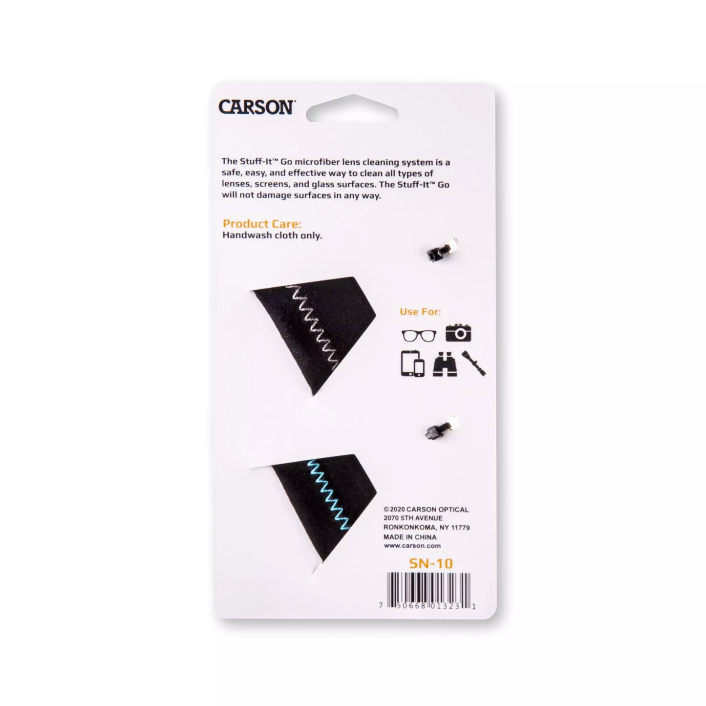 CARSON OPTICS Stuff-It™ Go Compact Portable Microfiber Lens Cleaning Cloth Pouch