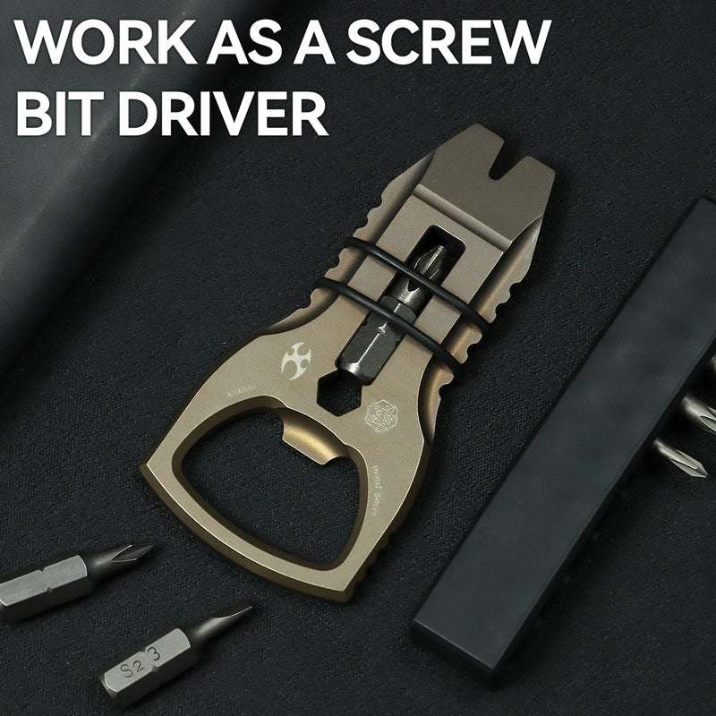 KANSEPT KNIVES PryOfSorts Titanium EDC Multi-Tool | Pry Bar, Bottle Opener & Magnetic Bit Driver | Bronze Anodized | Designed by Koch Tools-C010A4
