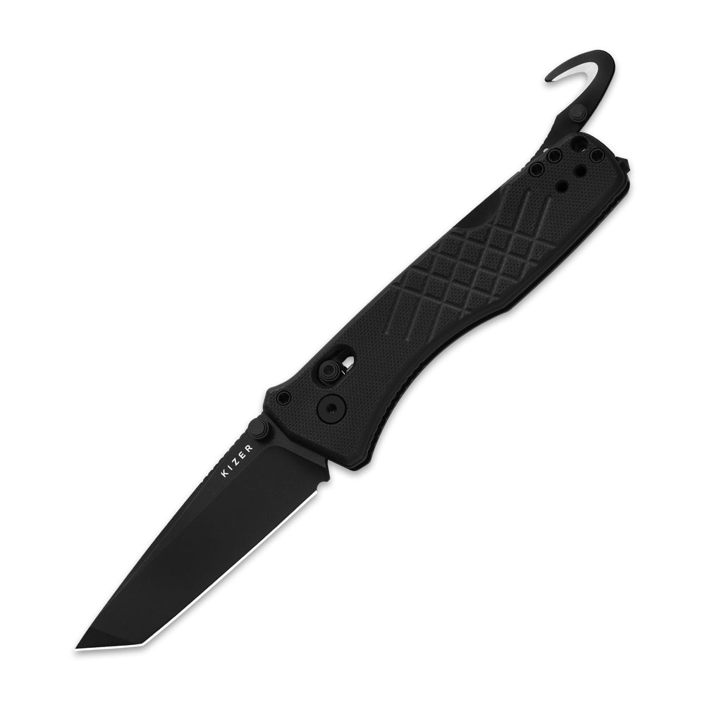 KIZER CUTLERY Aegis T | AEB-L | Black G10 | Rescue Hook & Glass Breaker