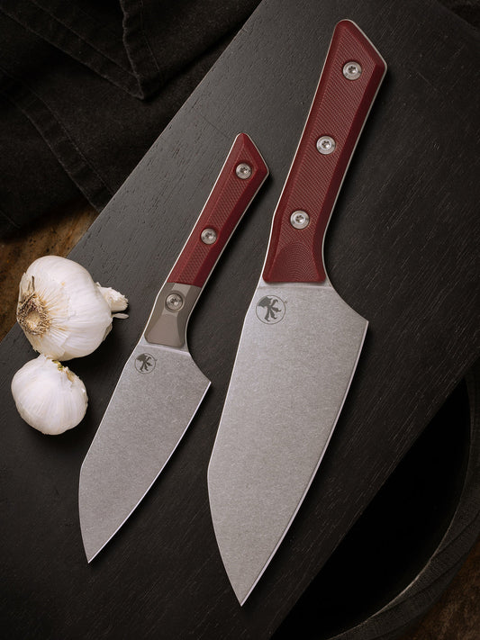Microtech Gear Santoku 6" Knife Stonewash Standard Merlot G-10 (3200-10MR)