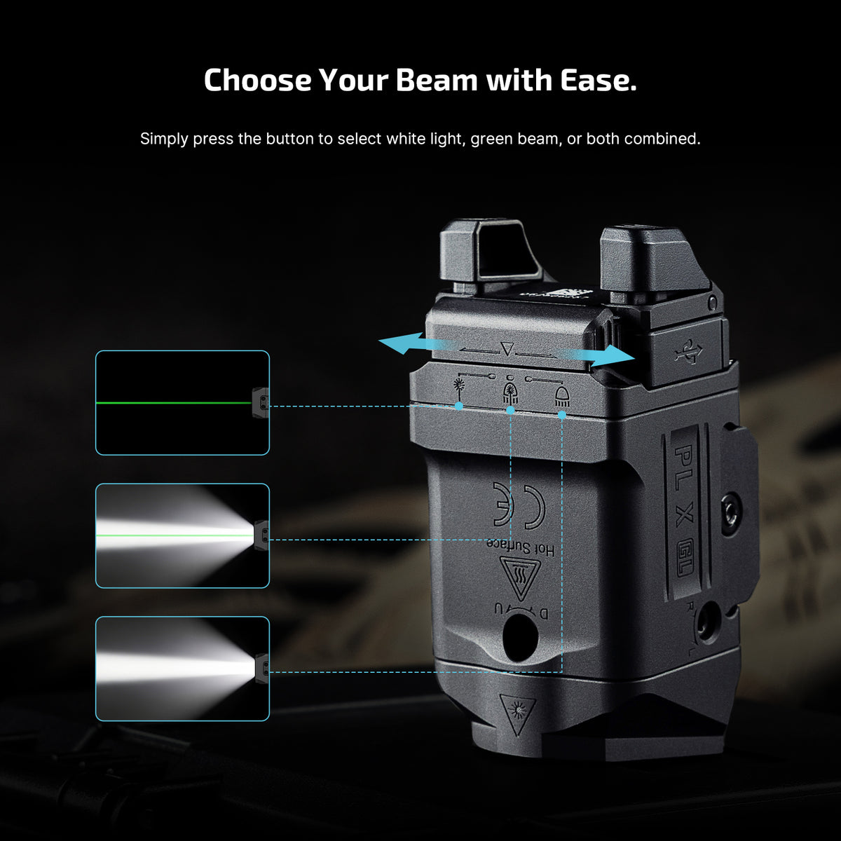 OLIGHT PL X GL 3-in-1 Rail-Mounted Light: Floodlight, Spotlight & Green Beam
