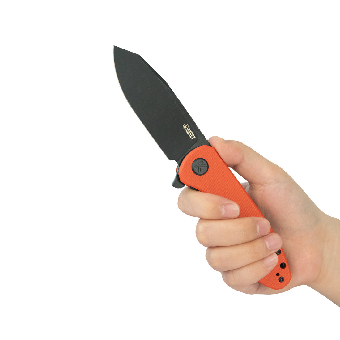 KUBEY Master Chief Outdoor Folding Pocket Knife Orange G10 Handle 3.43" Blackwash 14C28N KU358O