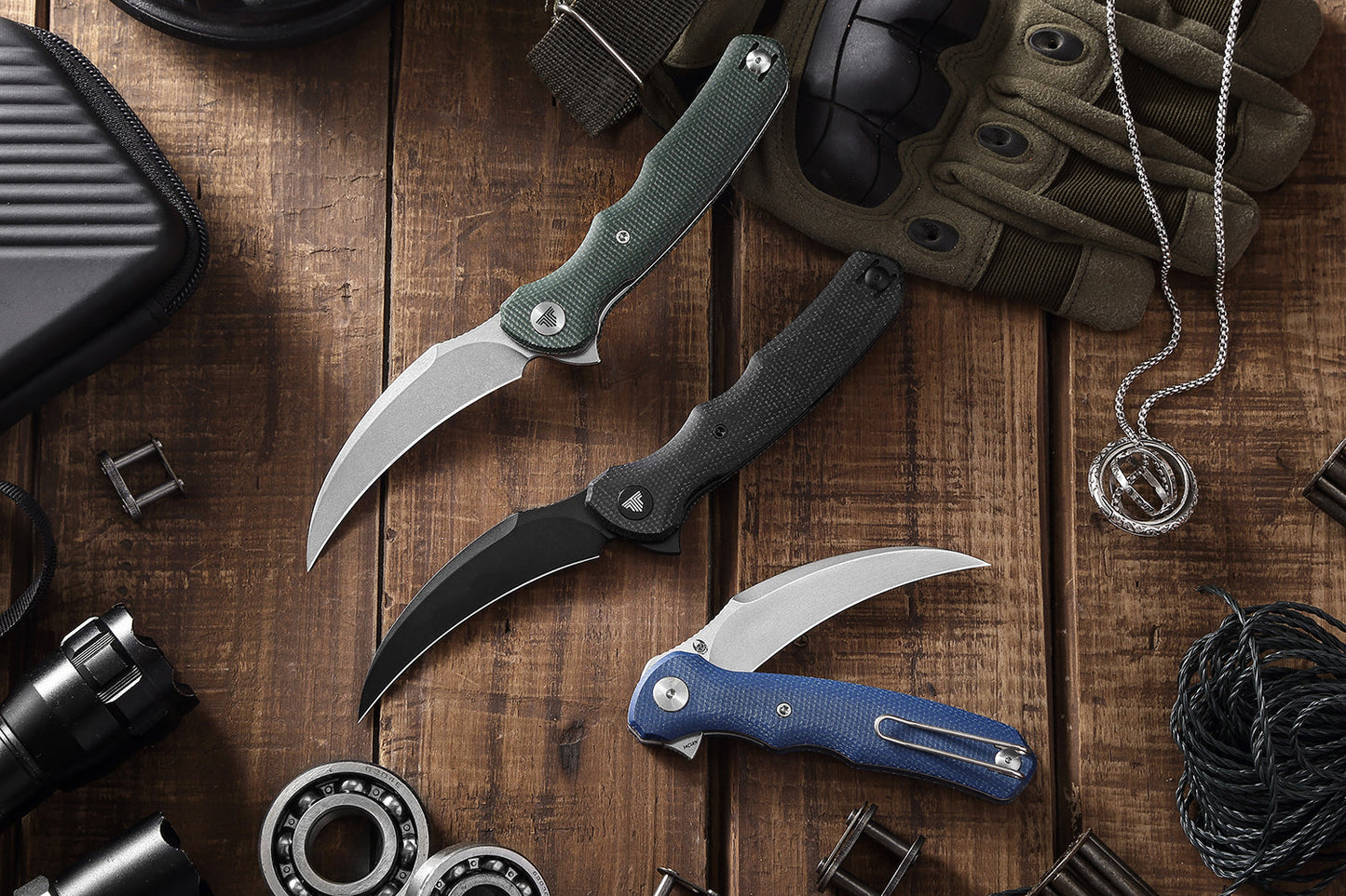TRIVISA Lacerta-04L Liner Lock EDC Folding Pocket Knife 3.34'' 14C28N Steel Blade,Blue Micarta Handle,Tiguass Design