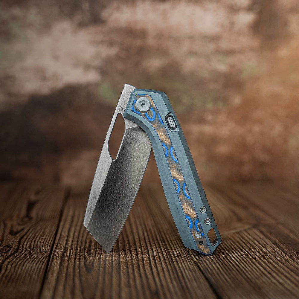VOSTEED Kroc 329 -Top Liner Lock (3.29" S35VN Blade & Aluminum & Ocean Micarta Handle) - A1813