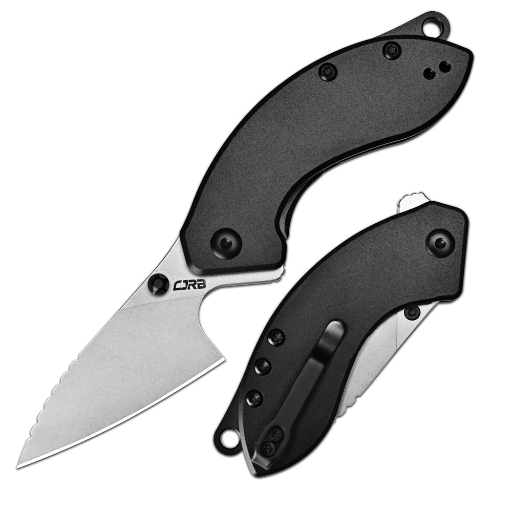 CJRB Spud Thumb Stud & Liner Lock Neck Knife Black Aluminum Handle(2.34'' AR-RPM9 Steel Stone Wash Blade) J1971-BK