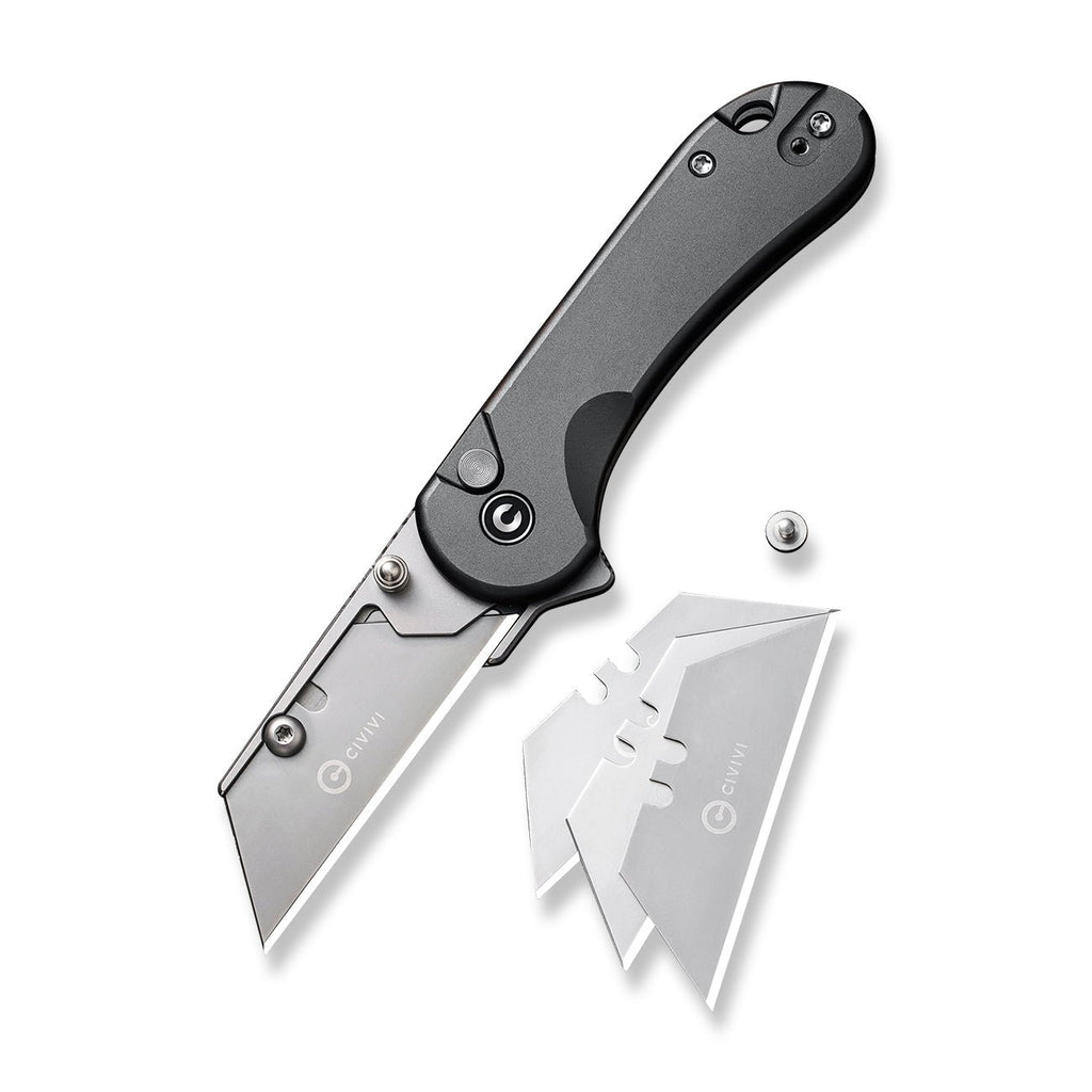 CIVIVI Elementum Utility Thumb Stud & Button Lock Knife Aluminum Handle (2.26" S/S Blade Holder & 6Cr13 Blade) C23039B-4