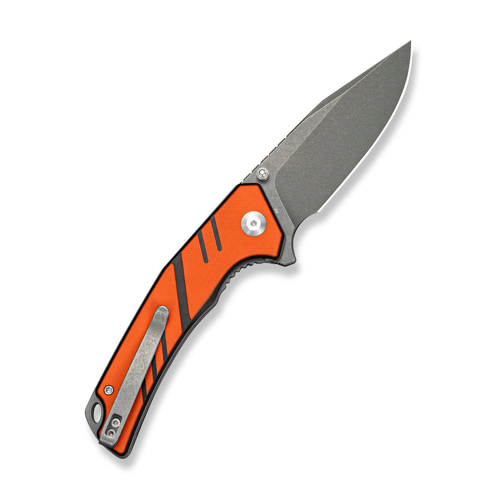 SENCUT Quirk Flipper & Thumb Stud Knife Orange & Black G10 Handle (3.41" Gray Stonewashed D2 Blade) S25099-1