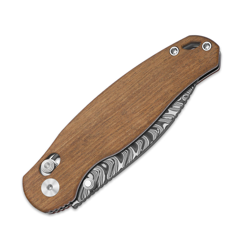 KIZER CUTLERY Phoca CD | Damascus | Mkuruti Wood | Clutch Lock