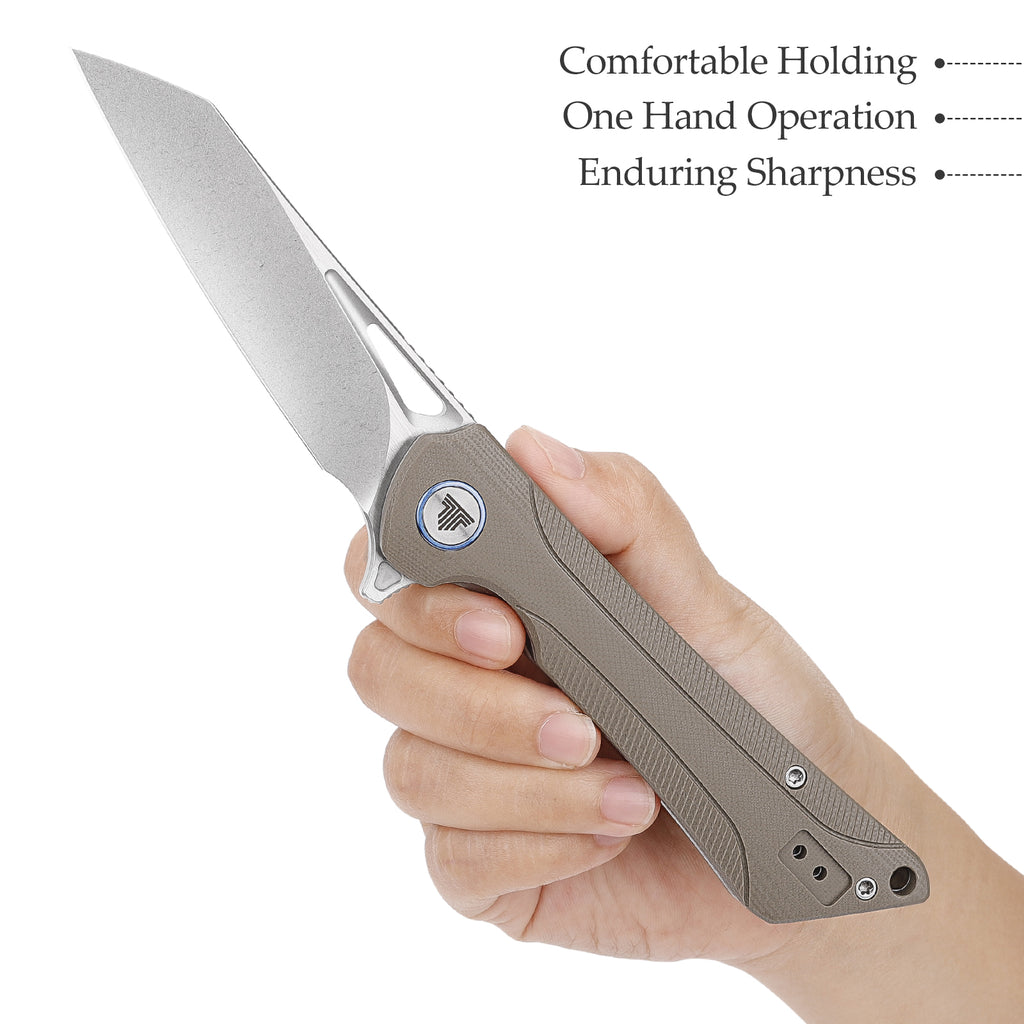TRIVISA Monoceros-03D Liner Lock Pocket Folding Knfe,3.38" 14C28N Steel Blade,G10 Handle