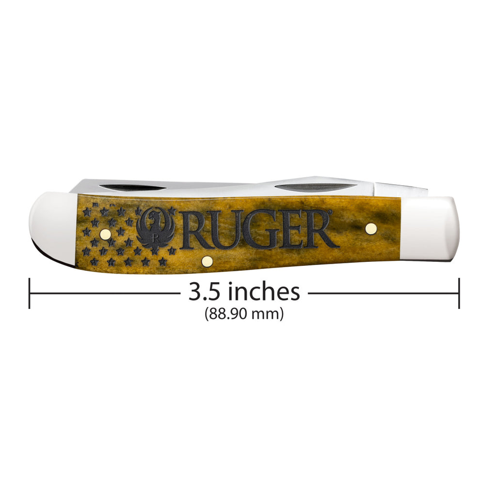 CASE CUTLERY Ruger - Smooth Olive Green Bone Mini Trapper w/ Gift Tin