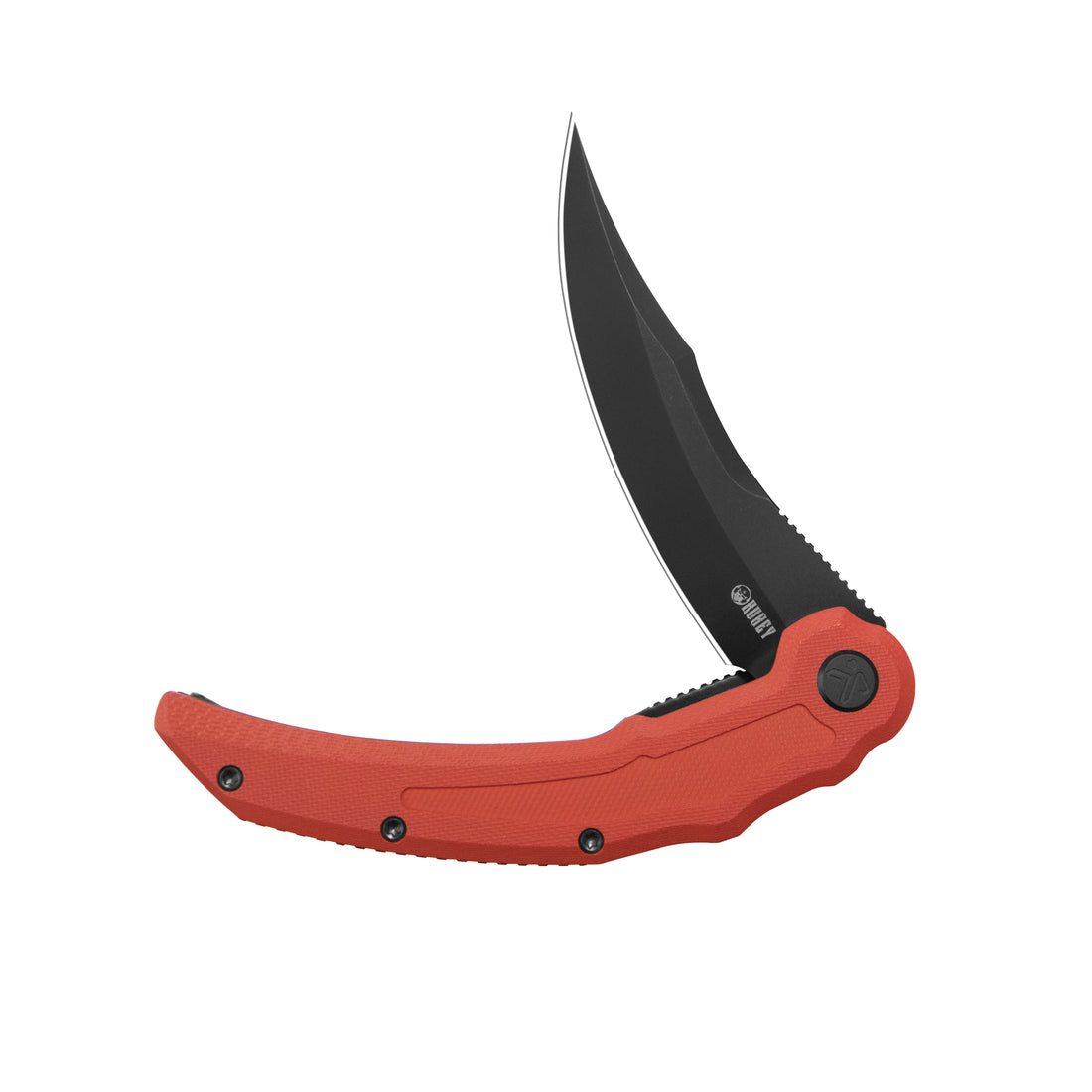 Kubey Crest Liner Lock Pikal Folding Knife Red G10 Handle 3.78" Blackwash 14C28N KU346E