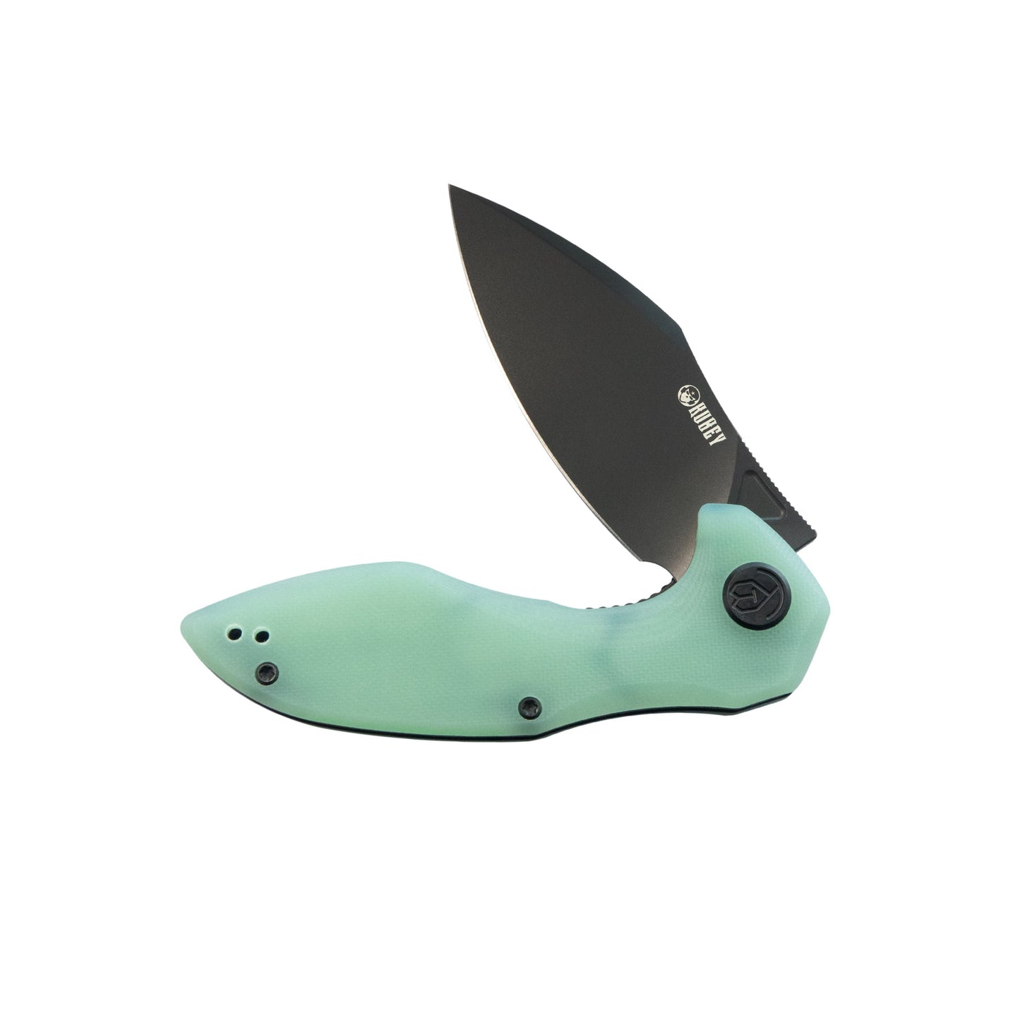 Kubey Noble Flipper Folding Knife Jade G10 Handle 3.15" Blackwash 14C28N KU236Q