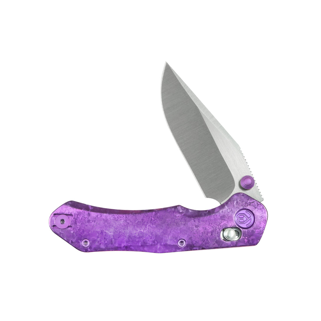 KB Coronado Folding Knife Purple Ano Crystallized Titanium Handle 3.46" Belt Satin Vanax Blade KB466D