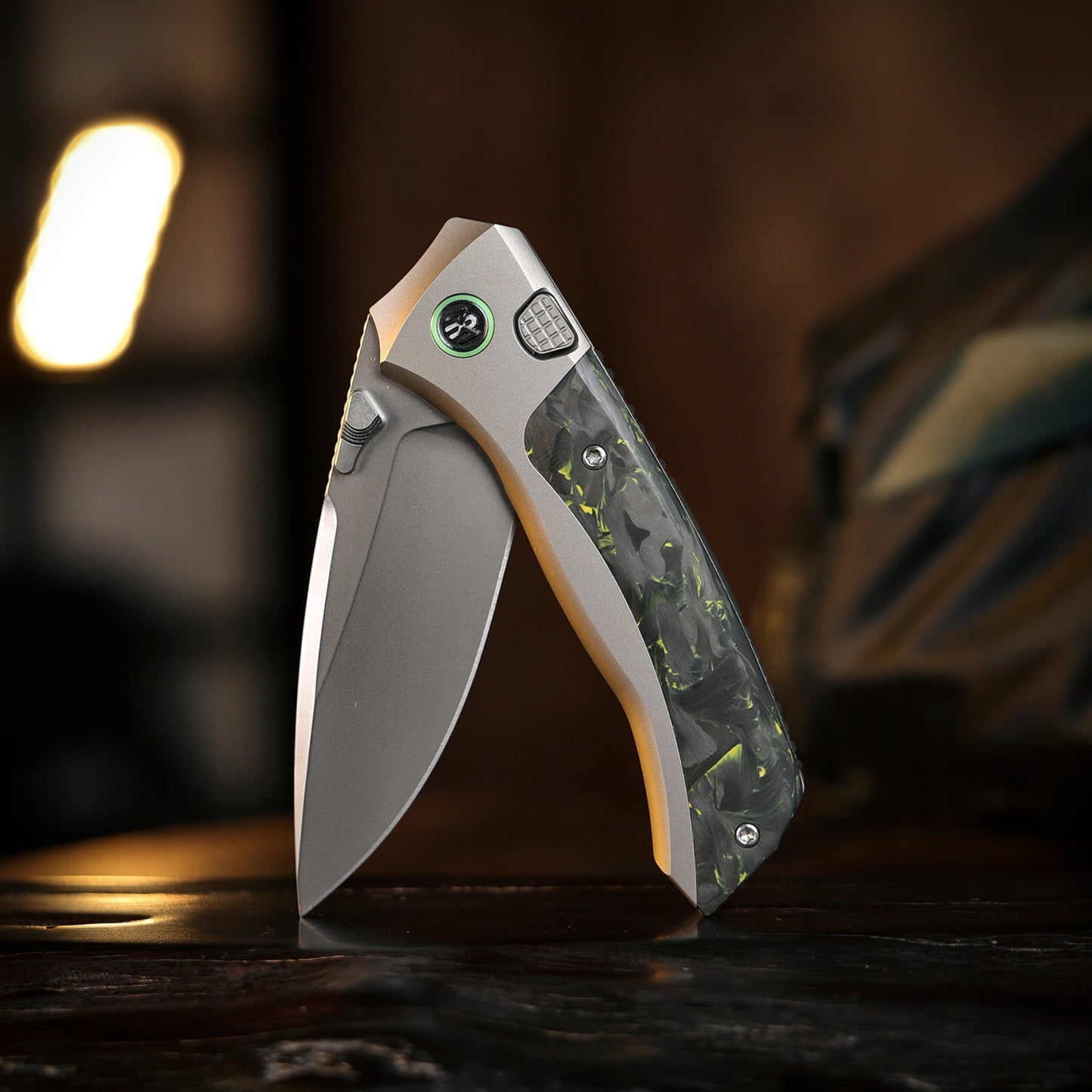 REMETTE RT-Steed Innovative Button Frame Lock M390 Blade Titanium Carbon Fiber Handle Folding Pocket Knife RTWS-TY